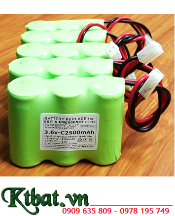 Pin đèn Exit thoát hiểm 3.6v C2500mAh, Pin đèn sự cố khẩn cấp 3.6v C2500mAh, Pin Sạc NiMh NiCd 3.6v C2500mAh