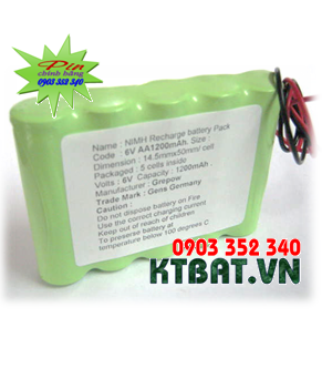Recharge Baterries Pack 6V-AA1200mAh, NIMH NiCD