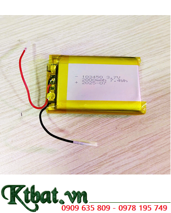 LiPolymer 103450, Pin sạc 3.7v Li-Polymer 103450 (10mmx34mmx50mm) 2000mAh có mạch sẳn