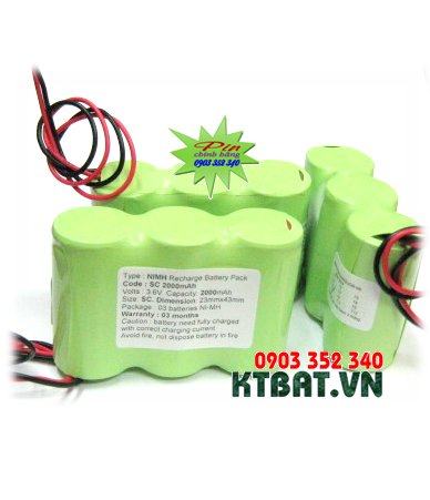 Recharge Baterries Pack 3,6VSC2000mAh, NiMh-NiCd 3,6VSC2000mAh