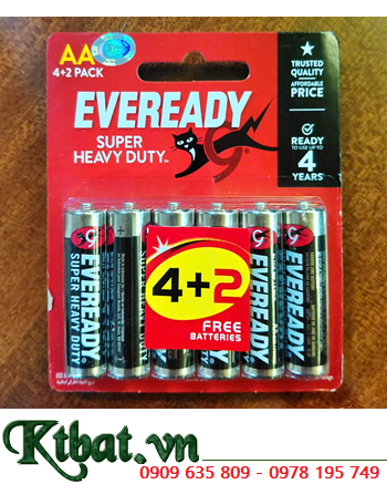 Eveready 1215-BP6; Pin AA 1.5v Eveready 1215-BP6 Heavy Duty _Made in Indonesia (Loại Vỉ 6viên)