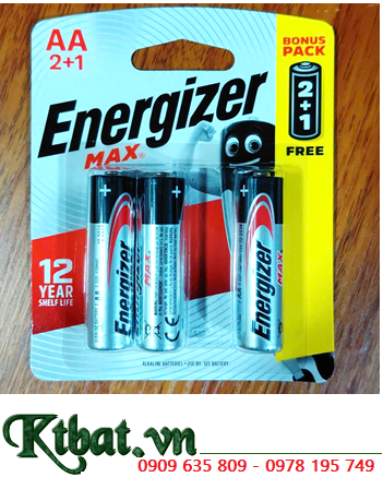 Energizer E91-BP3, LR6 (Vỉ 3viên); Pin AA 1.5v Alkaline Energizer E91-BP3 chính hãng