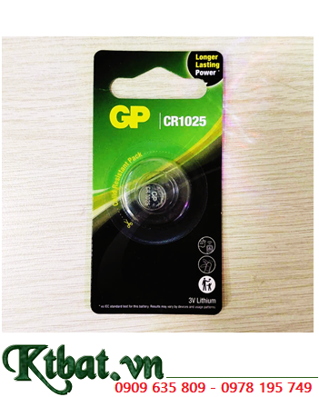 GP CR1025, Pin 3v lithium GP CR1025 Longer Lasting Power chính hãng (Vỉ 01viên)