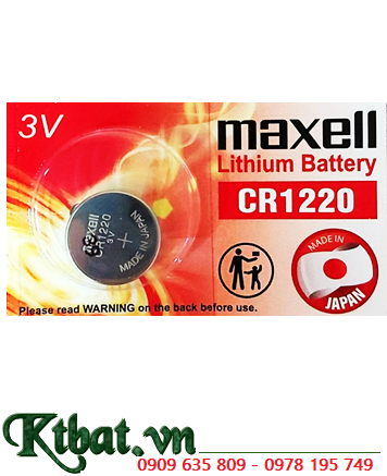 Maxell CR1220; Pin 3v Lithium Maxell CR1220 chính hãng, Cells in Japan (MẪU MỚI)