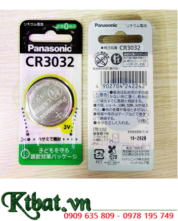 Panasonic CR3032, Pin 3v Lithium Panasonic CR3032 nội địa Nhật-vỉ chữ Nhật chính hãng, Xuất xứ Indonesia